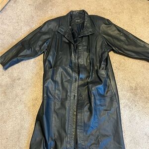 Pelle Plus Black Leather Trench Coat